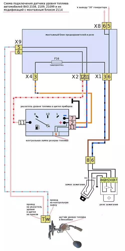 Как правильно подключить датчик уровня топлива карбюратора на ВАЗ 2109 - пошаговая инструкция с фото и видео